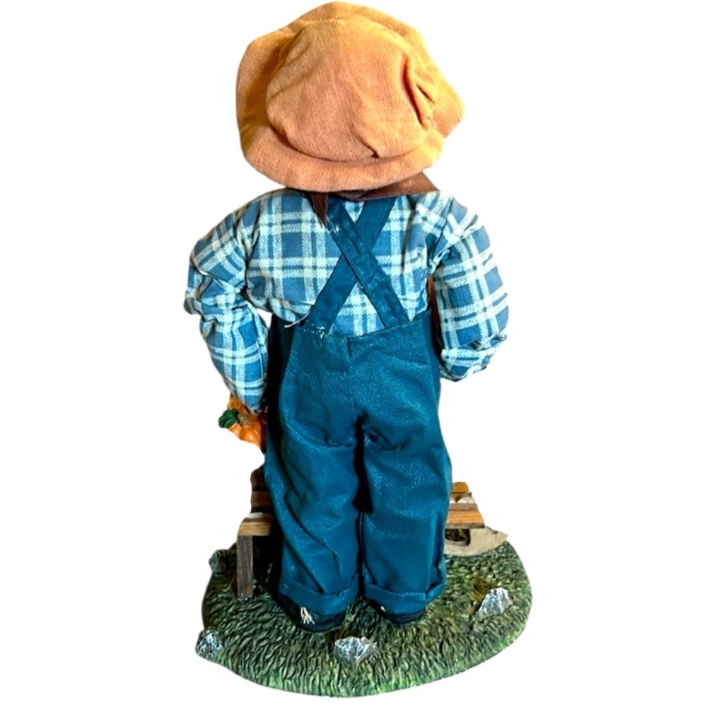 Vintage Halloween Scarecrow Fabric and Paper Mache 11” Figurine Autumn Harvest - Picture 5 of 13